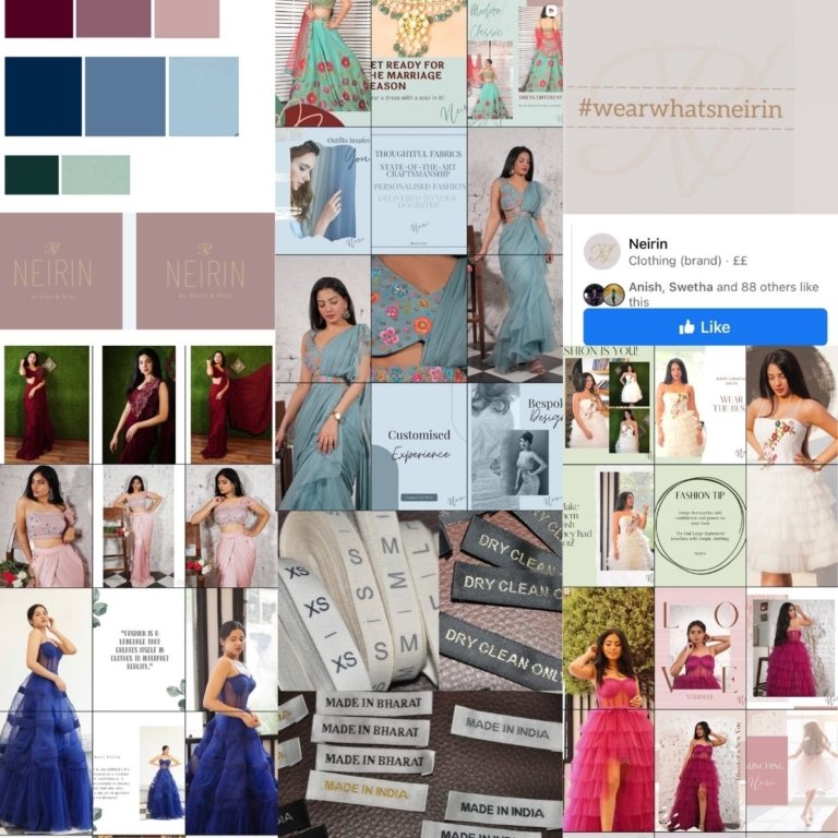 Instagram grid and brand colour palette for a designer boutique